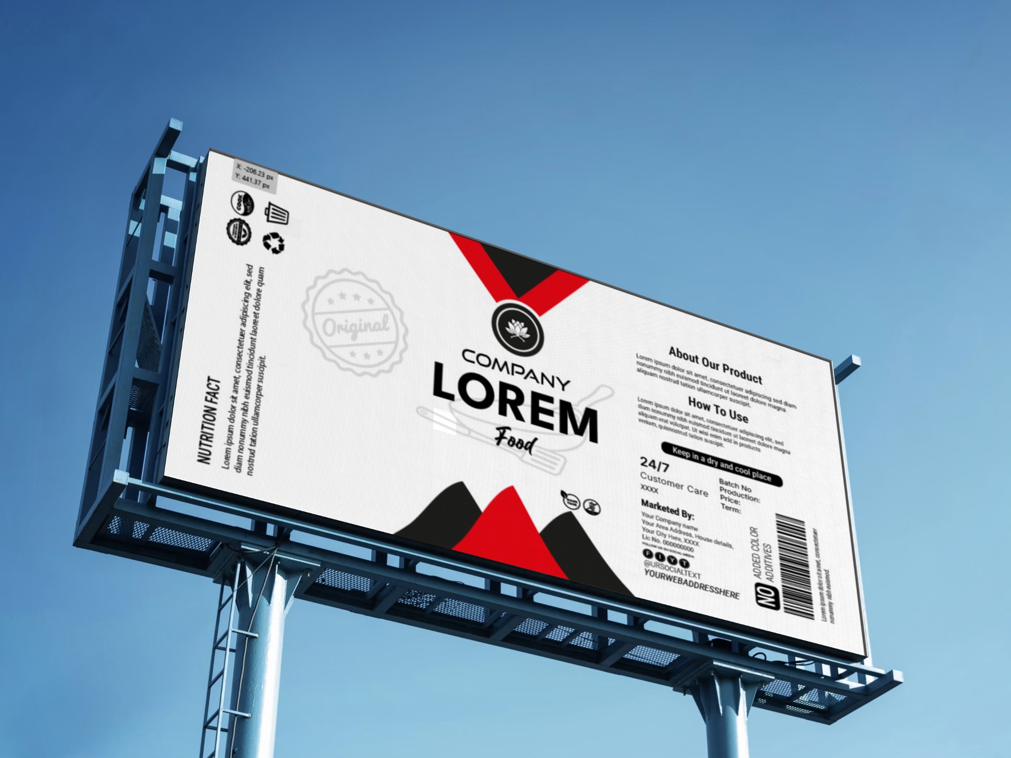 Food product billboard design mockup